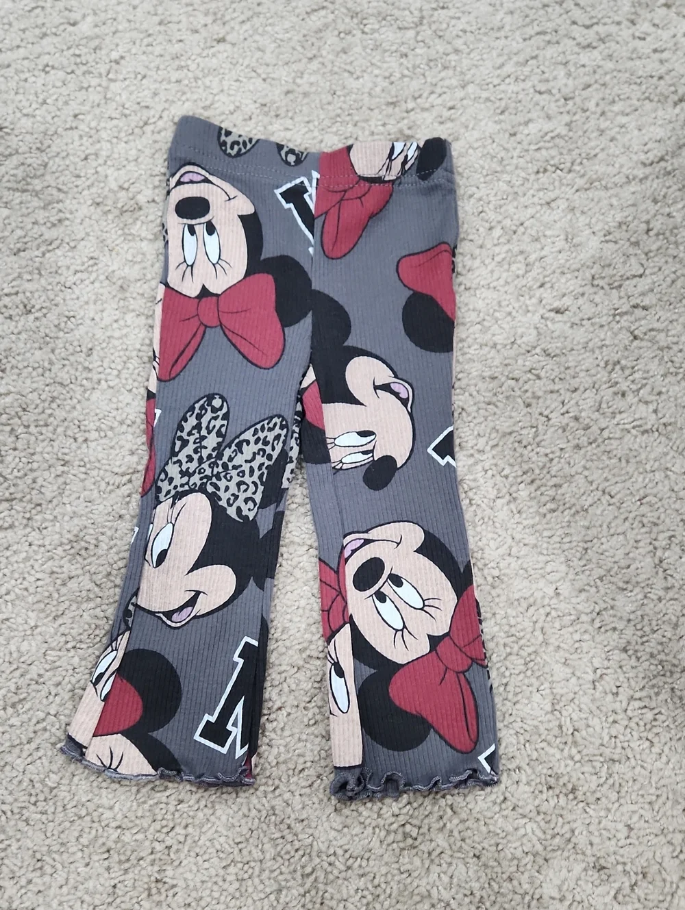 Disney Gray Minnie Mouse Pajama Pants with Red Bows
